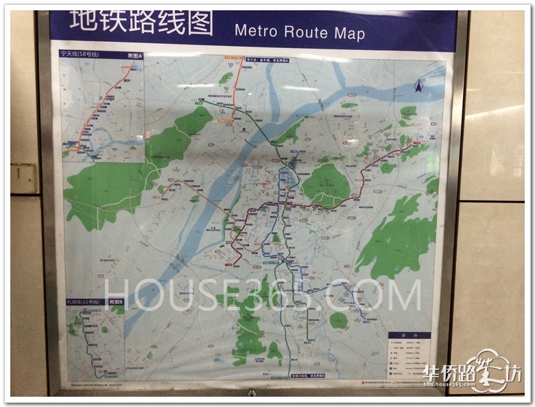 南京地铁路线图(1号线站内)已经更新:3号线,10号线,宁天线,机场线首次