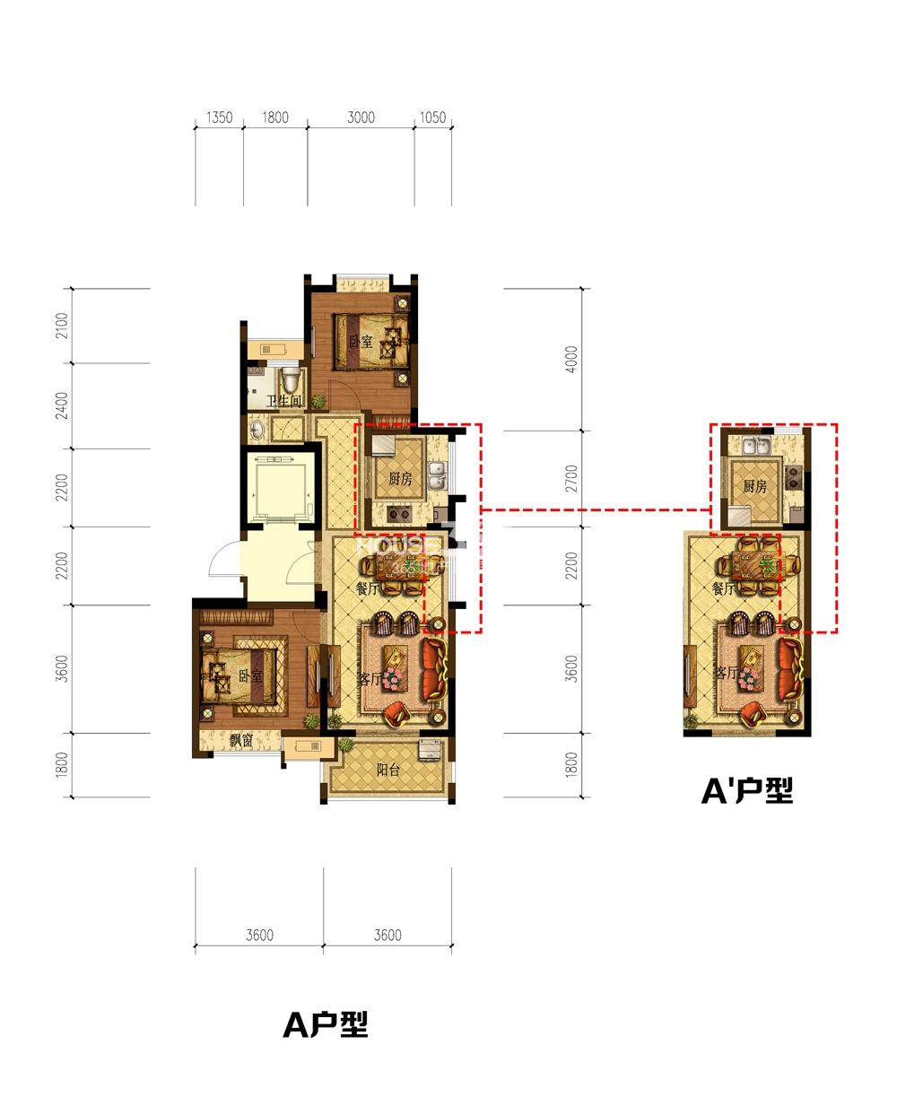 广厦天都城宾果公寓A(A')户型约90方户型图